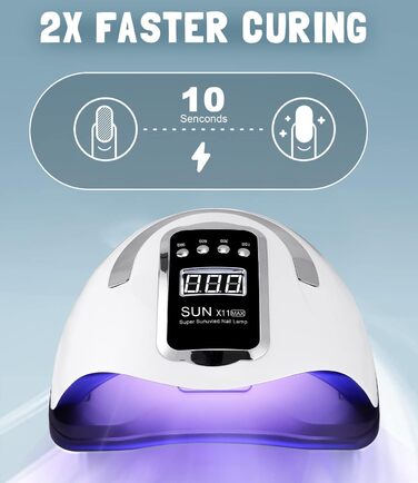 LED лампа для гель-лаку 280W з 66 LED, професійна для швидкого сушіння нігтів з таймером, LCD дисплеєм та сенсором для пальців та нігтів, підходить для гель-лаку та шелаку