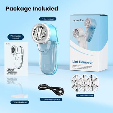 Електричний видалення ворсу для одягу та килимів, USB, 3 леза, блакитний