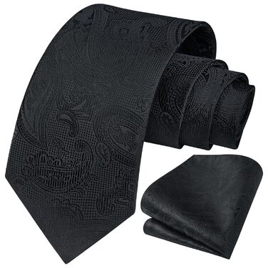 HISDERN Комплект краватки та нагрудного хустинки з квітковим візерунком Пайслі, зелений/чорний