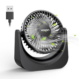 USB-вентилятор VOXON, міні-вентилятор настільний з 5 рівнями швидкості, безшумний портативний обдув для офісу, дому та спальні, кабель 1.5м, білий