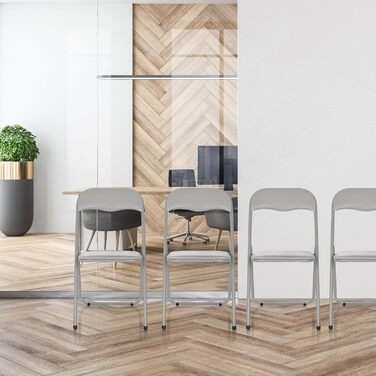 Складний офісний стілець hjh OFFICE 803002 TUDELA, сірий, м'яке сидіння, PVC, навантаження до 130 кг