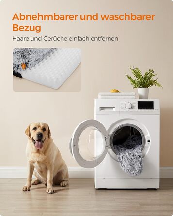 Ліжко для собак Feandrea FluffyHug, XXL, 122 x 85 x 19 см, сірий ошатний, м'яке, знімний чохол, матеріал - ноппенштампфоам