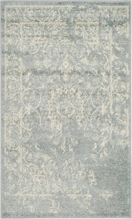 Килим SAFAVIEH з потертим ефектом для вітальні, їдальні, спальні - колекція Adirondack, короткий ворс, 122 x 183 см (сірий та кремовий, 91 x 152 см (прямокутний))