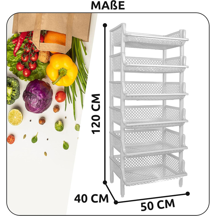 Stackable/expandable plastic shelf system as a stacking shelf, 6 shelf elements in (granite grey)