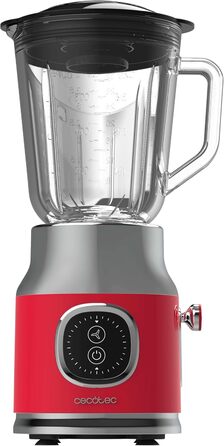 Cecotec Standmixer RetroTwist Red: 800W, Pulse, 1L, Титанове покриття, Червоний, Vintage-дизайн