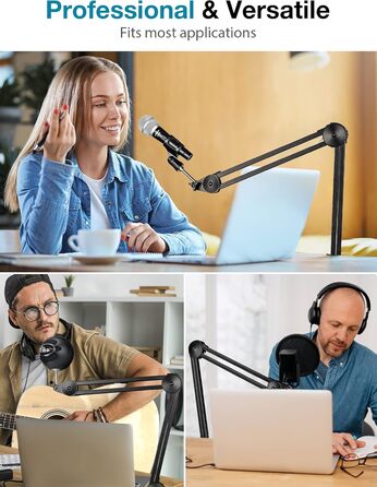 Підставка для мікрофона InnoGear – міцна підставка з регульованим кріпленням та кабелетримачами для Blue Yeti, Snowball, Hyper X, QuadCast, SoloCast, Fifine (компактна)