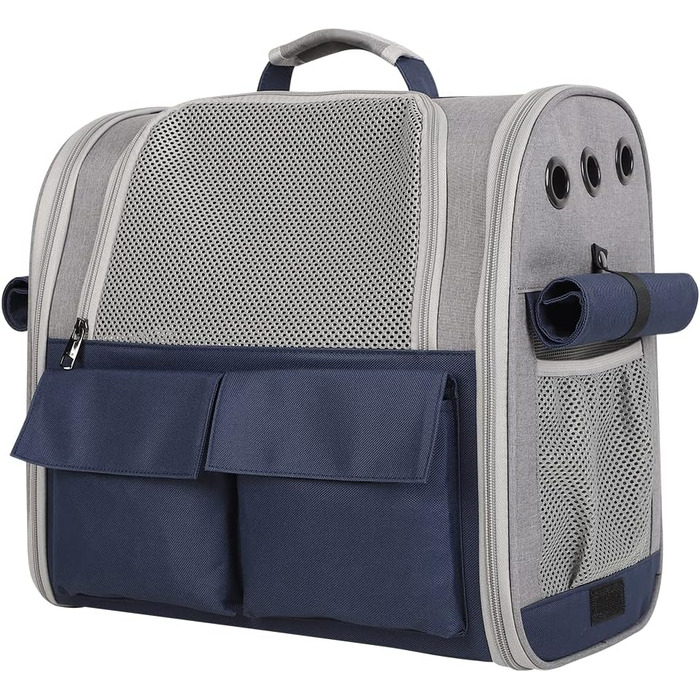 Транспортна сумка для домашніх тварин: котів та собак до 10 кг, рюкзак, дихаюча, складана, блакитна, для подорожей, схвалена авіакомпаніями