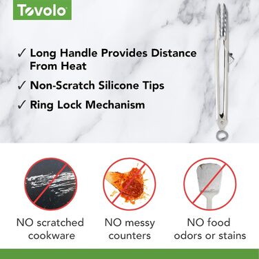 Кухонні щипці Tovolo Top Grip з підставкою, зручний замок, термостійкі силіконові насадки без BPA, сірі
