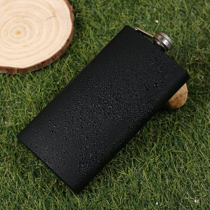 Фляга TANEAXON 12 oz (330 мл) з воронкою та коробкою, нержавіюча сталь, чорна, витокозахисна