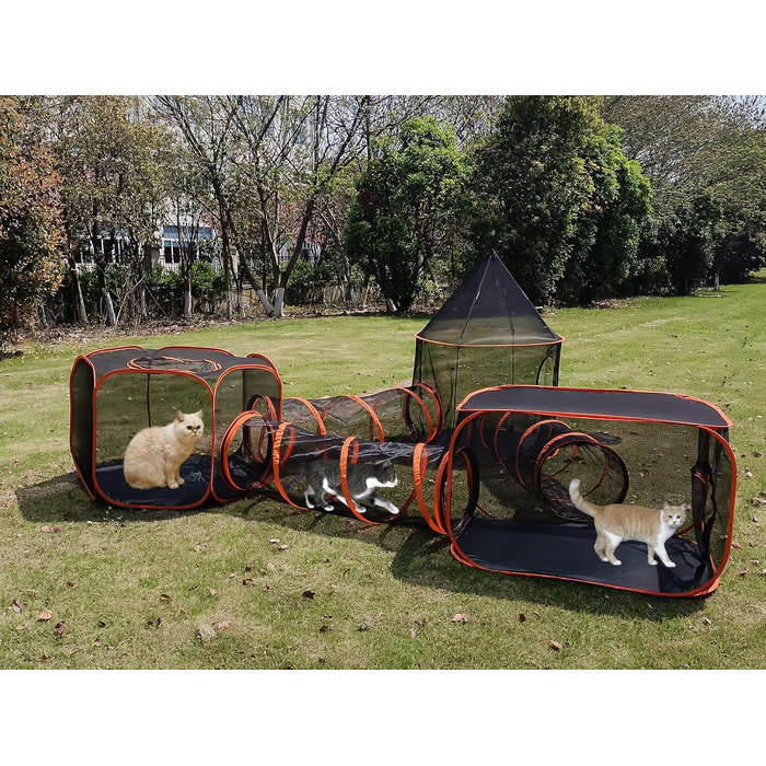 Туннель-намет 2-в-1 для котів та собак, складаний, для вулиці, Pop-Up вольєр для домашніх тварин, огорожа, будиночок (Стиль 5)
