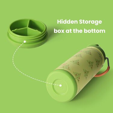 BOTTLE BOTTLE Stainless Steel Water Bottle 24oz (709ml) with Straw Handle and Pill Compartment for Outdoor, School, Insulated Sports Bottle (Tree)
