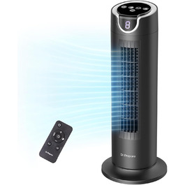 Вентилятор DR.PREPARE з DC мотором 12W, настільний з пульт дистанційного керування, 25 дБ, 7 м/с, 8 швидкостей, таймер 1-8 годин, 80° коливання, тихий вентилятор для спальні, офісу, чорний