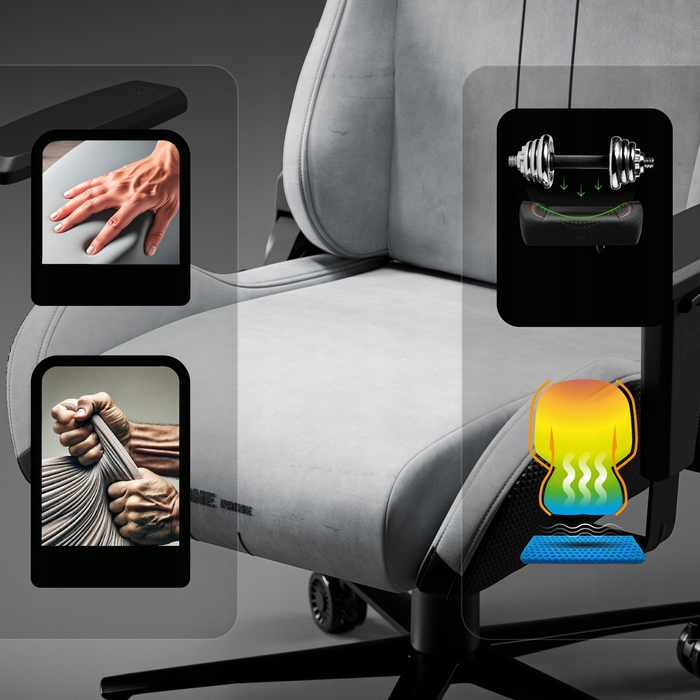 Ігрове крісло Diablo Chairs X.One Prime, тканина, сіре