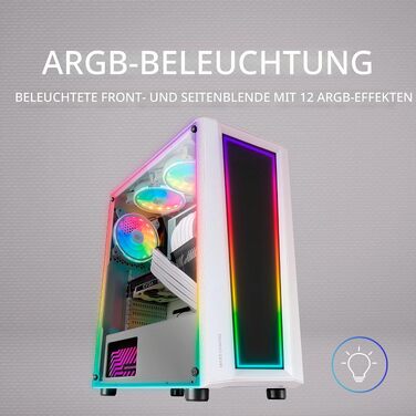 Корпус для ПК Mars Gaming MC300P MicroATX, білий, загартоване скло, Mesh-панель, 3x FRGB вентилятори