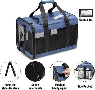 Транспортна переноска для собак та котів HITSLAM, складана, блакитна (M/L)