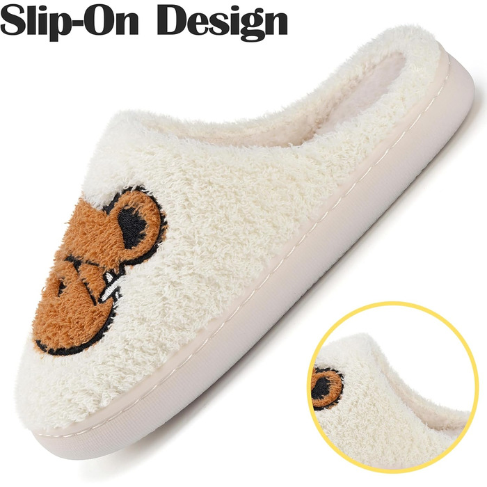 Тапочки зимові Mishansha для жінок та чоловіків, теплі плюшеві, з піною пам'яті, розмір 36-47, жовті та білі