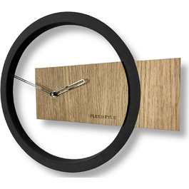 FLEXISTYLE Large Wall Clock without Ticking Sounds, Wood Art Black, Living Room, Bedroom, Made in EU, z216-2 (32cm)