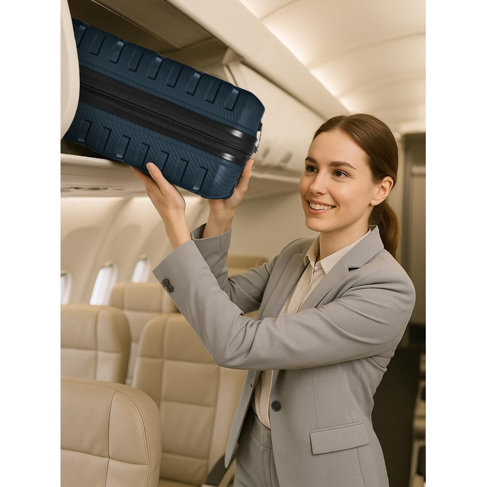 Набір валіз SMARTBOX Hartschalen 3 шт. | Розширювані, з TSA-замком, з відділом для ноутбука | Navy (S, 55 см)