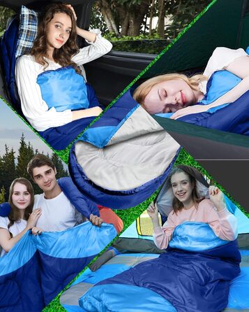 Спальний мішок 3-4 сезони, водонепроникний, ультралегкий, 220*75см (Блакитний) - для кемпінгу, подорожей, походів