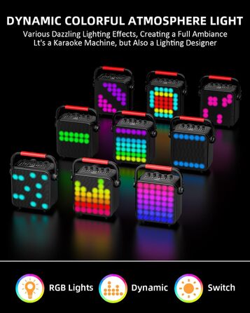 Караоке Машина з 2 мікрофонами, Bluetooth, PA Система з FM, USB, TF, AUX, Ехо, Регулювання Bass/Treble, Чорний