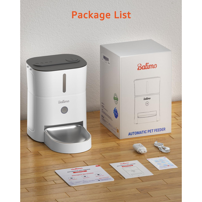 Автоматичний годівниця для котів Balimo 3L з таймером, нічником та мискою з нержавіючої сталі, для собак та котів, Fresh Lock
