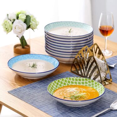 Набір тарілок Vancasso Maracon (12 шт.) - супові та глибокі, порцеляна, Ø 21.5 см, 600 мл