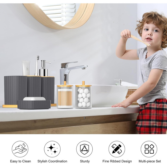 Набір для ванної кімнати Z ZONAMA 24 предмети: душовий завіс, килимок, смітник, тримач для унітазу, дозатор мила. Зелений колір.