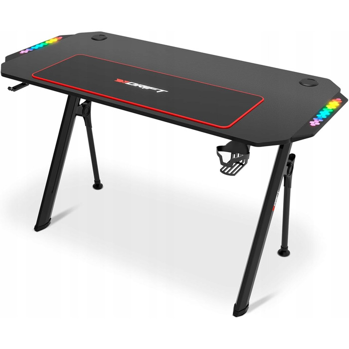 Ігровий стіл 120x60x75 RGB, карбонова стільниця, килимок 80x30 — комплект для геймера