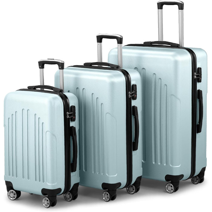 Набір валіз LALAHO 3 шт. з твердим корпусом, великий дорожній набір, валізи з колесами, ABS+PC, ручна поклажа, набір з 3 валіз, м'ятно-зелений колір