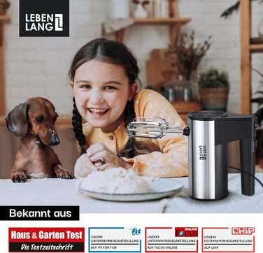 LEBENLANG Ручний міксер 400W з 5 швидкостями та турборежимом, підставка | Міксер для кухні