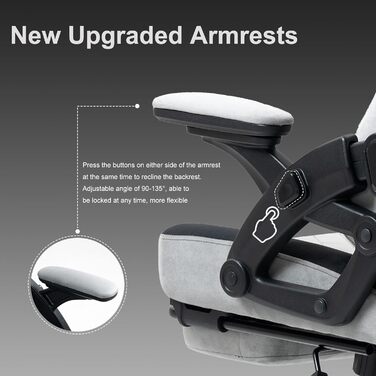 Геймерське крісло Racing Ergonomic Stoff Hellgrau з регульованою підголівкою та підставкою для ніг