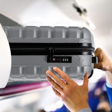 Чохол-валіза Flight Knight 56x45x25 см, жорсткий, ручна поклажа, сумісний з British Airways та Easyjet, сірий/чорний