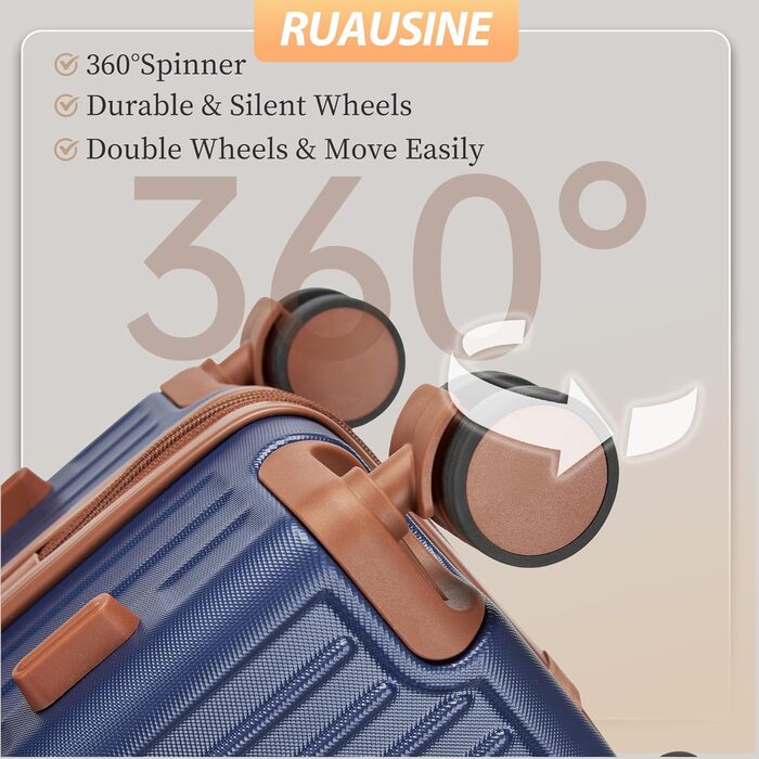 Чохол-валіза ручної поклажі з жорстким корпусом та 4 обертовими колесами, з TSA-замком (Сріблястий, 20 дюймів) (Синій, 20 дюймів)