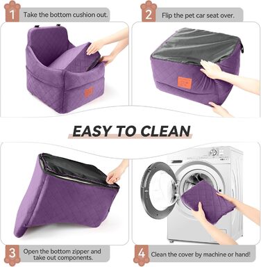 Автокрісло для собак GL GLENSLAVE: комфортне та безпечне автокрісло для маленьких та середніх собак (до 16 кг), знімний, миючий чохол (чорний/коричневий, фіолетовий)