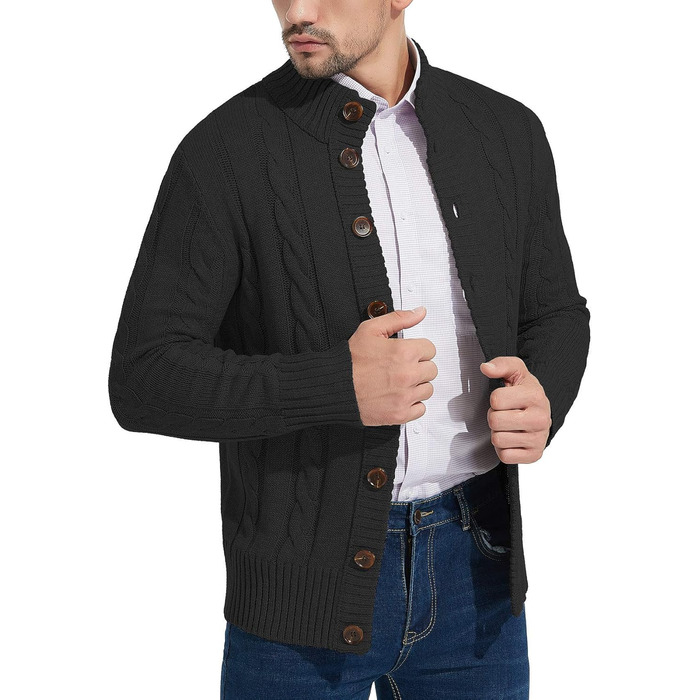 Чоловічий светр-кардиган NITAGUT: теплий, стильний, великі розміри (3XL), темно-синій та чорний кольори