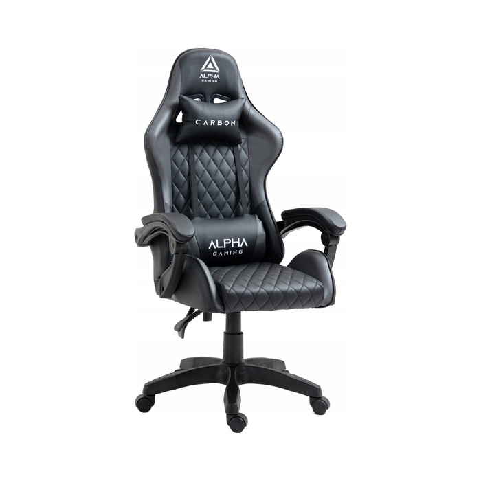 Ігрове крісло Alpha Gaming Carbon, штучна шкіра, чорно-сіре