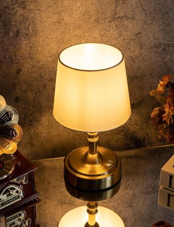 Бездротова настільна лампа з акумулятором 4000mAh, тепле світло 2700K, сенсорне управління, з адаптером/кабелем, для спальні, подарунок (золотиста)