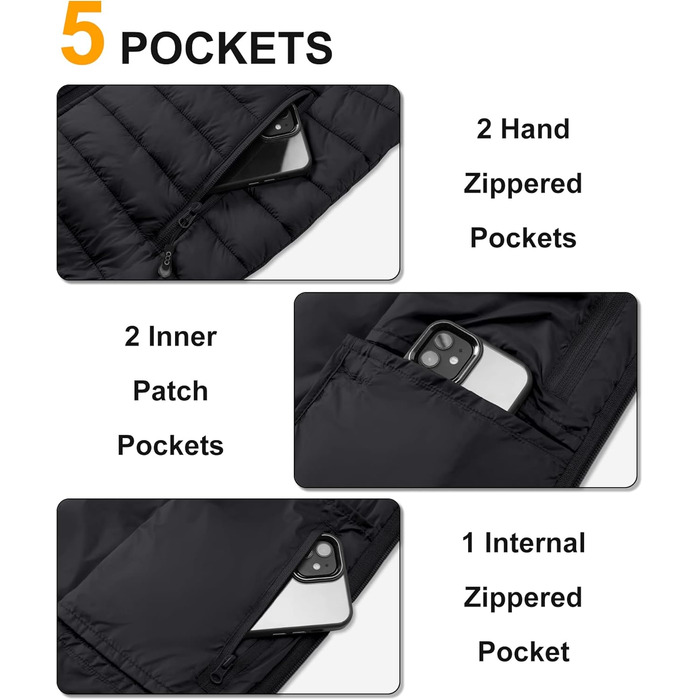 Чоловіча степкова жилетка 33,000ft для активного відпочинку та спорту, гібридна модель з 5 кишенями, чорна (4XL)