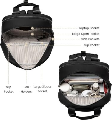 LOVEVOOK Рюкзак для жінок, великий, 18 дюймів, рюкзак для школи з відділенням для ноутбука, елегантний рюкзак для подорожей, рюкзак для університету, офісу, роботи, чорний, 18 дюймів, A-чорний