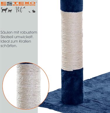 Кігтеточка для котів ESTEXO 112 см XL – ігровий комплекс, кріплення для лазіння, меблі для котів (темно-сірий)