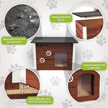 Будка для собак середнього розміру Outentin - тепла та водовідштовхувальна, 76x60x60 см (Нус, L)