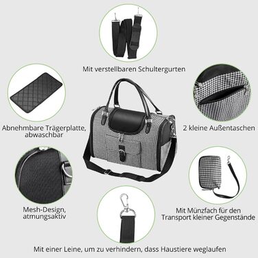 Транспортна сумка для собак та котів, переноска для тварин, дихаюча, з плечовим ременем та кишенями, до 5 кг (40x26x20 см)
