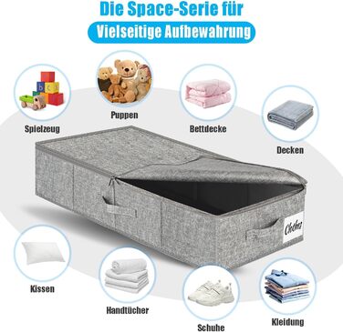 Коробки для зберігання під ліжко з кришкою, 2 шт., сірі, 76x38x17 см. Складані контейнери для одягу, ковдр та постільної білизни. Організація простору в шафі.