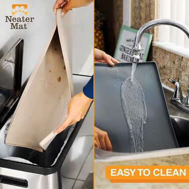 Підкладка під миску для собак та котів Neater Pet Brands - водонепроникна, силіконова, 48,3 x 30,5 см, коричнева