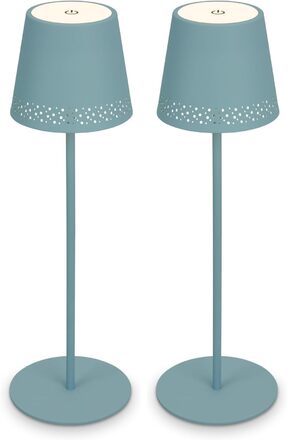 Світлодіодна настільна лампа Briloner бездротова з сенсорним керуванням, димуванням, регулюванням висоти, нічник, лампа для читання, кемпінгу, 38x12 см, блакитна