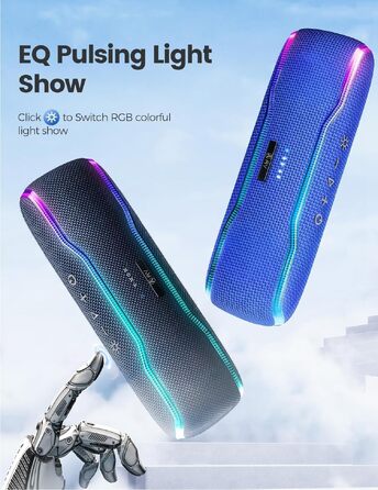 Bluetooth колонка AY портативна водонепроникна IPX7 з підсвіткою, мікрофоном, стереопаруванням та акумулятором 24 год (Синя)