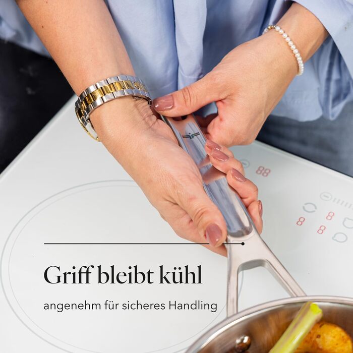 Набір сковорідок Florina Lucida (3 шт.) з нержавіючої сталі | 20, 24, 28 см | 3-шарова конструкція | Алюмінієвий сердечник | Для духовки | Ергономічна ручка | З дзеркальним блиском | Для всіх типів плит