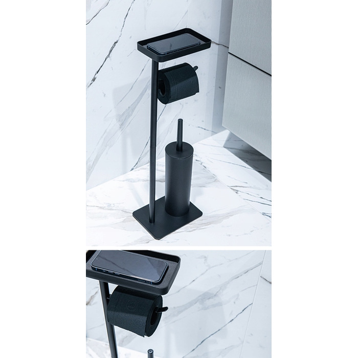 Набір для ванної кімнати в індустріальному стилі: тримач для туалетного паперу та ергономічна щітка для унітаза, чорний матовий