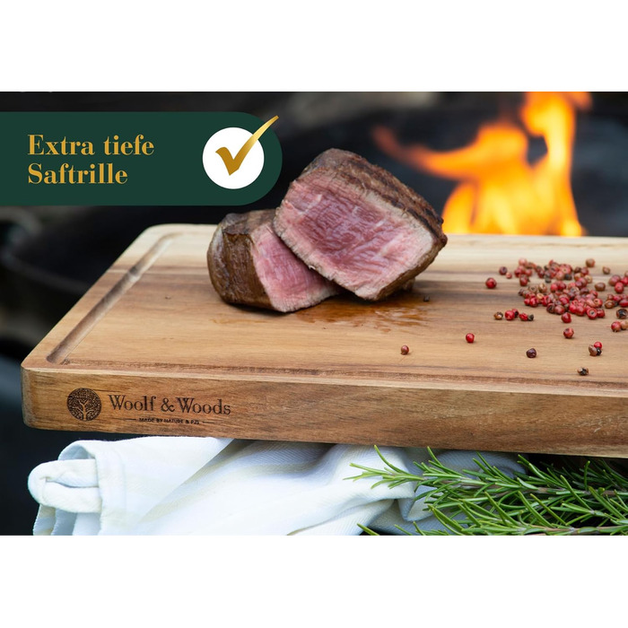 Дерев'яний обробний дошка Woolf & Woods з акціїї, великий, 35x25x3 см | Обробна дошка та сервірувальна таця | Екологічний, не оброблений