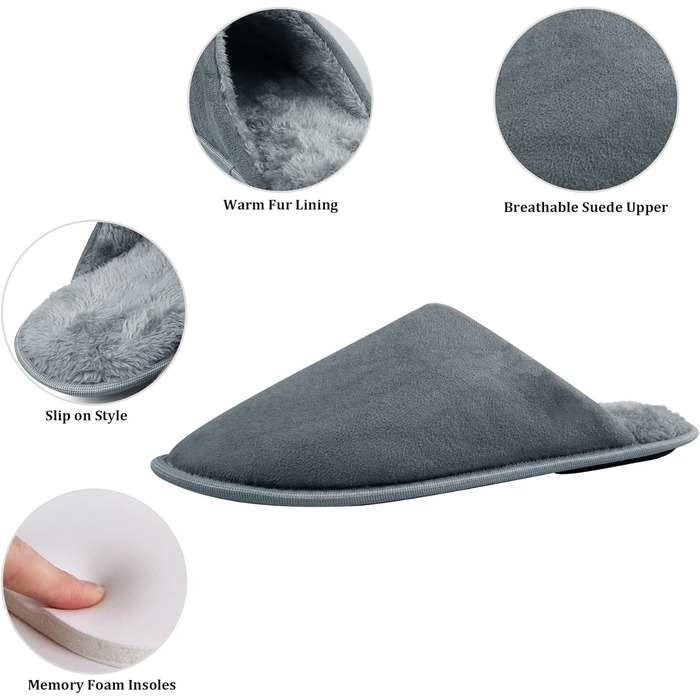 Тапочки домашні для чоловіків та жінок, теплі, з плюшу, зимові, з пам'яттю, антиковзні, м'які, пухнасті, для дому та вулиці (46/47 EU, Style 12)